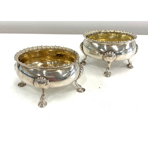 15 - Pair 18th century silver salts London 1770 approximate measurements: Width 9cm by Height 4.4cm, Appr... 