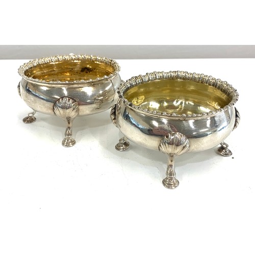 15 - Pair 18th century silver salts London 1770 approximate measurements: Width 9cm by Height 4.4cm, Appr... 