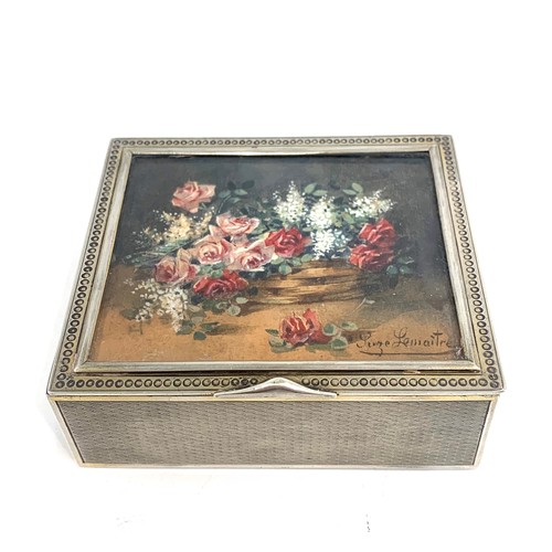 122 - Silver french box with painted lid