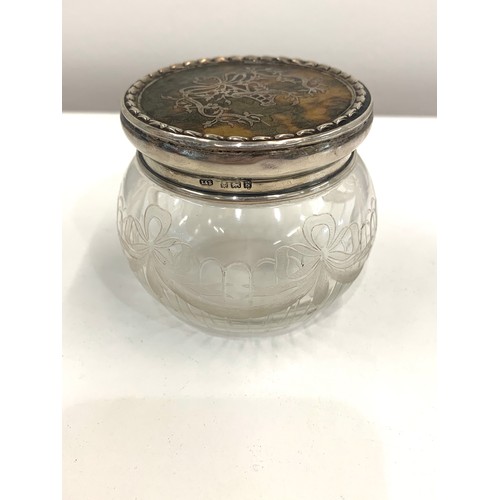 127 - Silver and tortoise glass jar