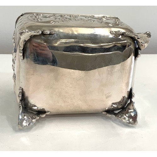 128 - Australian silver sugar box 1870 marked inside vase, approximate measurements: 11c, Length 12c,, Dep... 