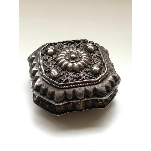 55 - Antique Dutch silver peppermint box measures approx 5.5cm by 5.5cm height 2.8cm please see images fo... 