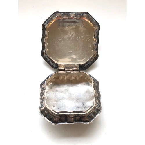 55 - Antique Dutch silver peppermint box measures approx 5.5cm by 5.5cm height 2.8cm please see images fo... 