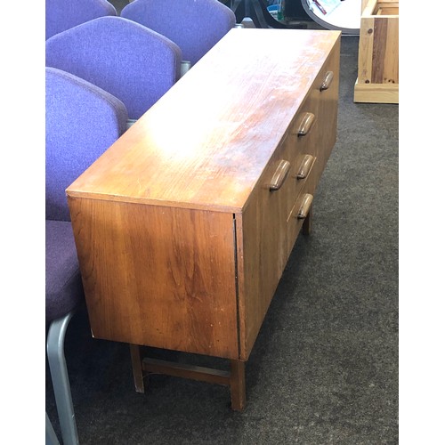 424 - Retro teak 2 door 3 draw sideboard measures approx 53