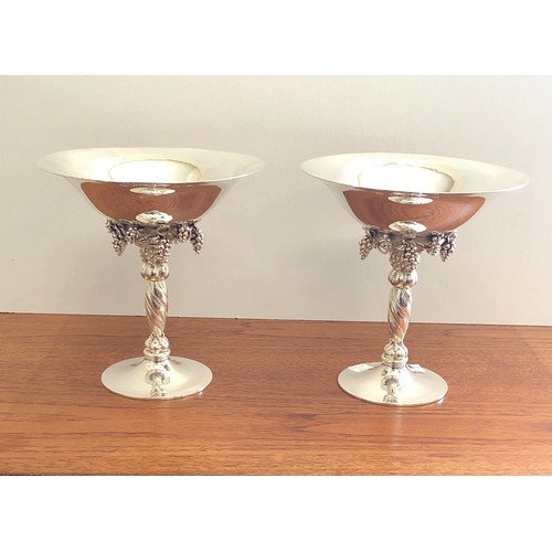 118 - Pair of Jensen comports, import marked 1941, approximate measurements: Diameter 18cm, Height 19 cm, ... 