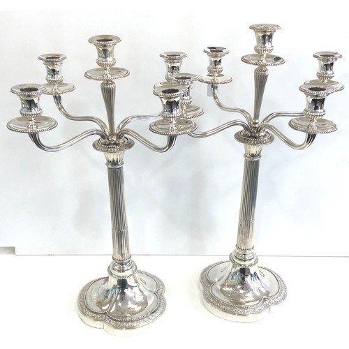 130 - Pair of large silver candelabra by Hunt and Rosskel after Paul Storr, engraved Hunt & Roskell Late S... 