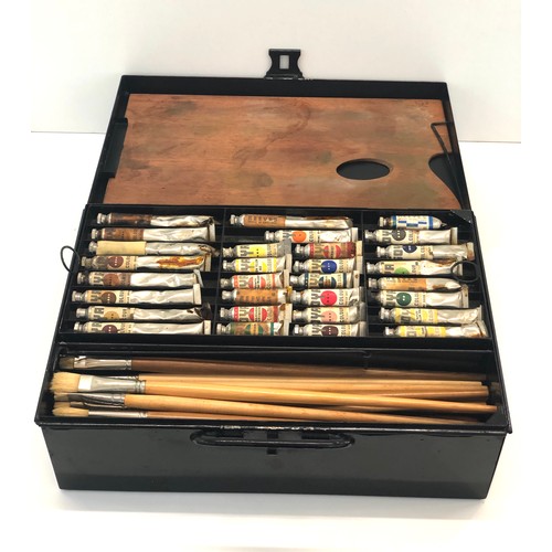 53 - Vintage tin cased artist set, complete with brushes and paints