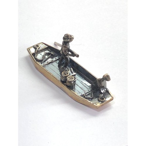 112 - Vintage Dutch silver miniature man rowing a boat with his dog  dutch silver hallmarks please see ima... 