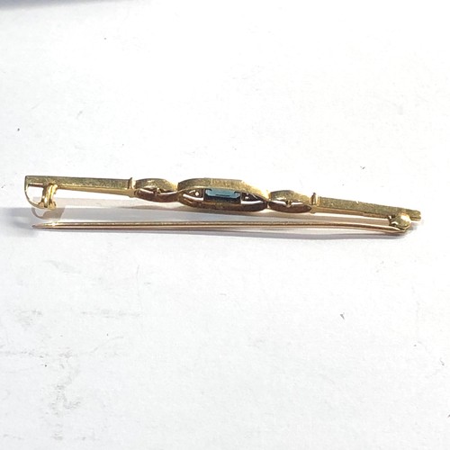 144 - Art deco 18ct gold diamond and sapphire brooch measures approx 63mm wide weight 3.5g please see imag... 