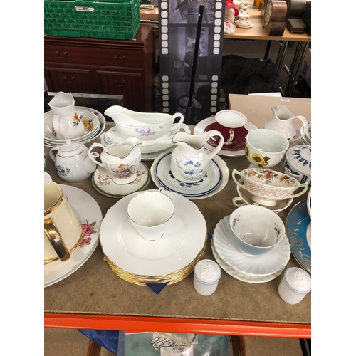 217 - Large selection of miscellaneous pottery to include Royal Doulton, Ainsley, Ridgway, all pieces in g... 