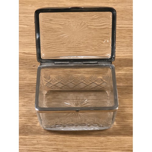 30 - Cut glass dressing table box with plated mounts