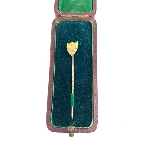 160 - Antique boxed 15ct gold stick pin