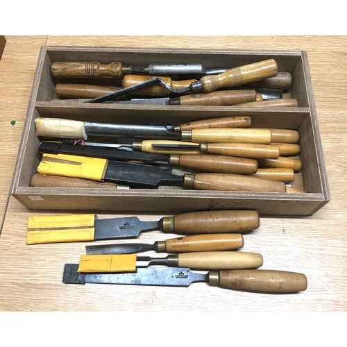 186 - Selection Vintage chisels, named such as Marple and Sons