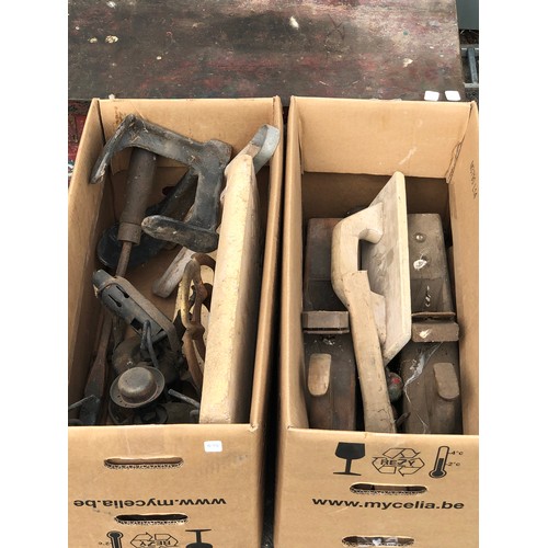 439 - 2 boxes of assorted tools etc