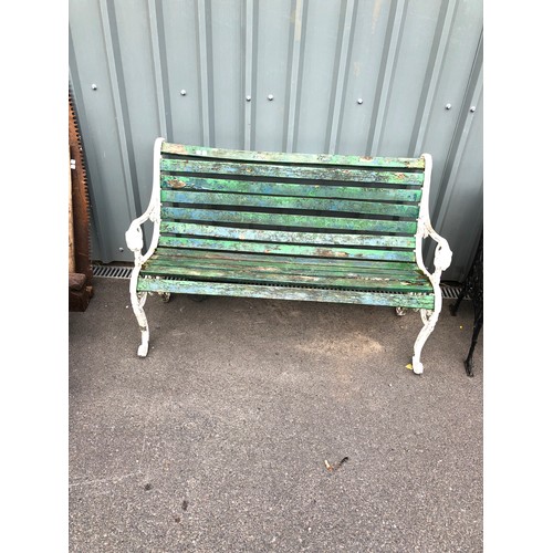 430 - White cast iron garden bench