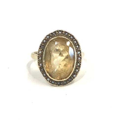 166 - vintage 9ct gold citroen and seed pearl ring 4.4g