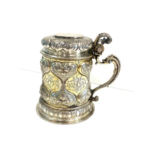 82 - Rare Early antique German silver tankard measures approx height 13.5cm hallmarks to base