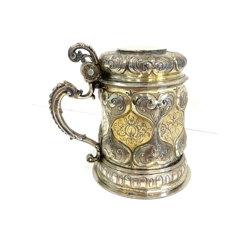 82 - Rare Early antique German silver tankard measures approx height 13.5cm hallmarks to base