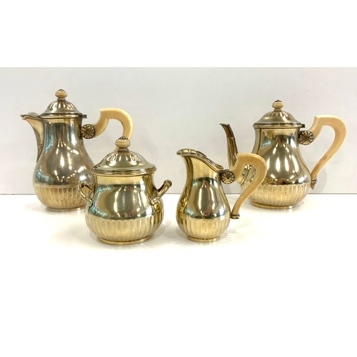 85 - Cartier 4 piece silver tea service french silver hallmarks named cartier on base weight 880g