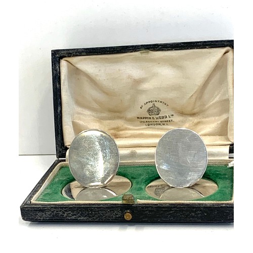 93 - pair of boxed silver menu holders london silver hallmarks