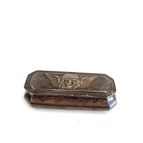 68 - Antique silver angel motif box Birmingham silver hallmarks makers H.M measures approx 8.5cm by 3.5cm... 