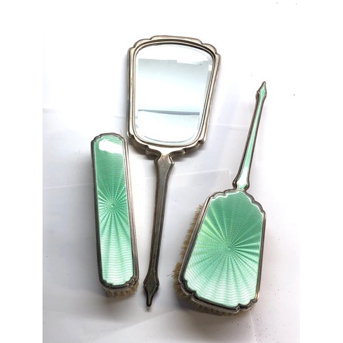 35 - Art deco silver and enamel brush set