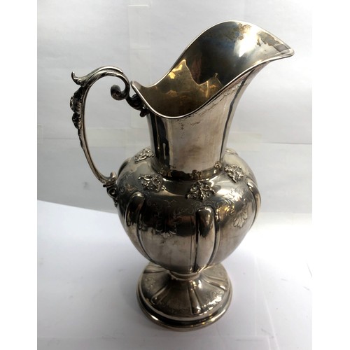 37 - Large continental silver water jug hallmarked pellegrini 800 measures approx height 30cm weight 700g