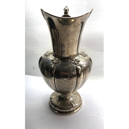 37 - Large continental silver water jug hallmarked pellegrini 800 measures approx height 30cm weight 700g