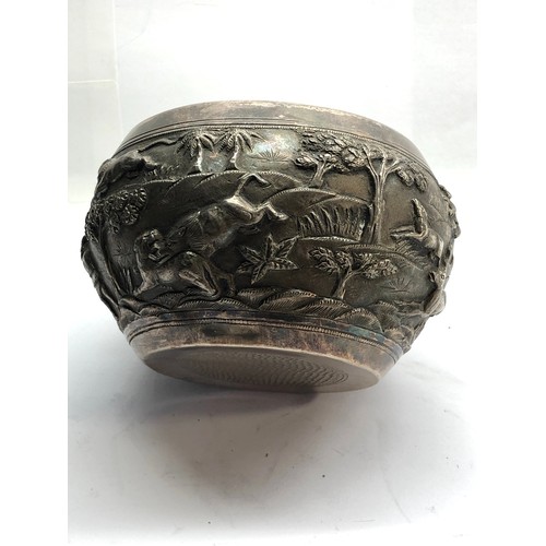 73 - Asian / indian silver embossed bowl measure approx 11cm dia weight 200g not hallmarked but tested as... 