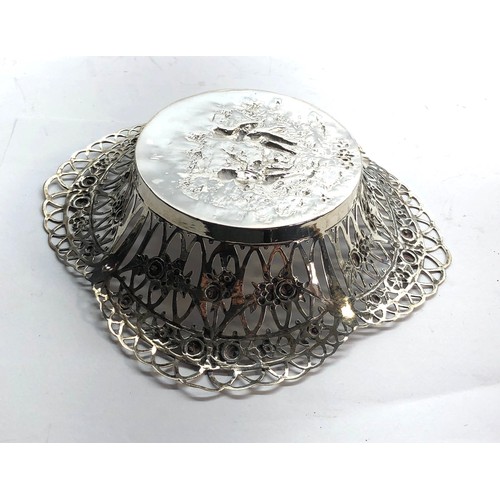 42 - Pierced continental silver embossed bowl 800 silver hallmarks measure approx 18cm dia weight 120g