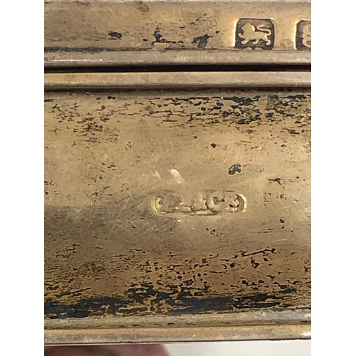 38 - Unusual embossed silver box wood lined  hallmarks worn missing stone that was set in lid measures ap... 