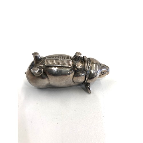 44 - Silver pig vesta / match striker measures approx 6.2cm wide weight 37g hallmarked 925