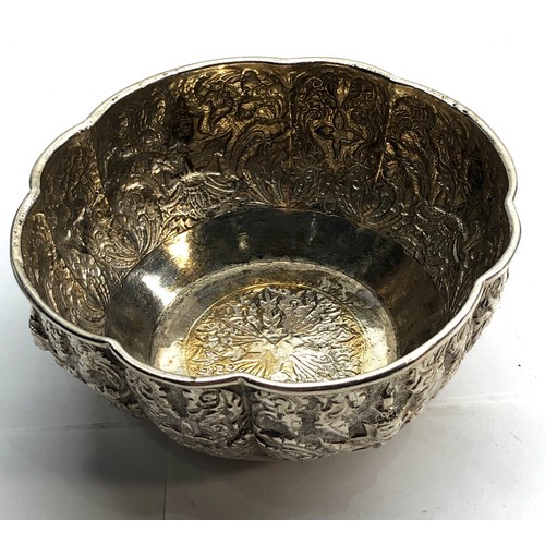 52 - Asian / indian silver bowl measures approx 13cm dia height 5.5cm not hallmarked but tested as silver... 