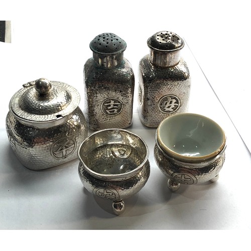 67 - Chinese silver cruet set salt damage chinese silver hallmarks weight 180g