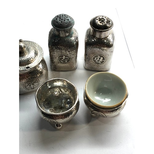 67 - Chinese silver cruet set salt damage chinese silver hallmarks weight 180g