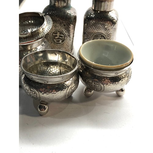 67 - Chinese silver cruet set salt damage chinese silver hallmarks weight 180g