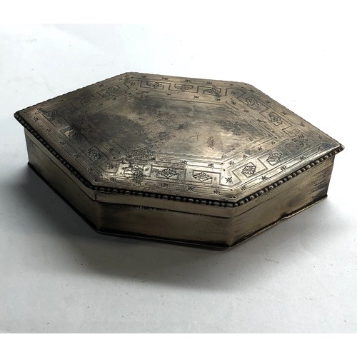 64 - Antique silver box measures approx 13.5 by 7.5cm height 3cm Chester silver hallmarks weight 132g