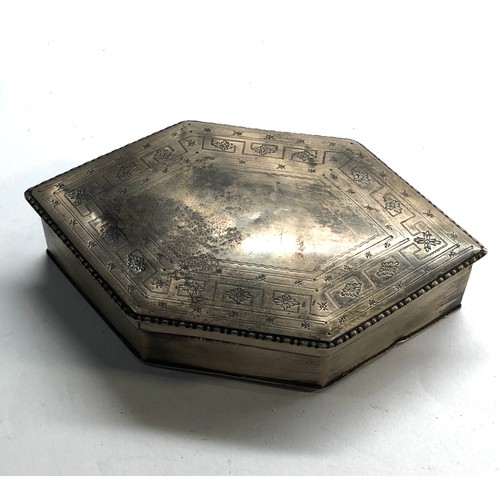 64 - Antique silver box measures approx 13.5 by 7.5cm height 3cm Chester silver hallmarks weight 132g