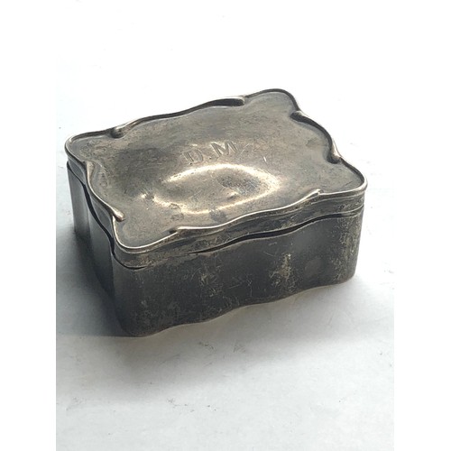 81 - Silver ring box Birmingham silver hallmarks in uncleaned condition age related wear engraved lid doe... 