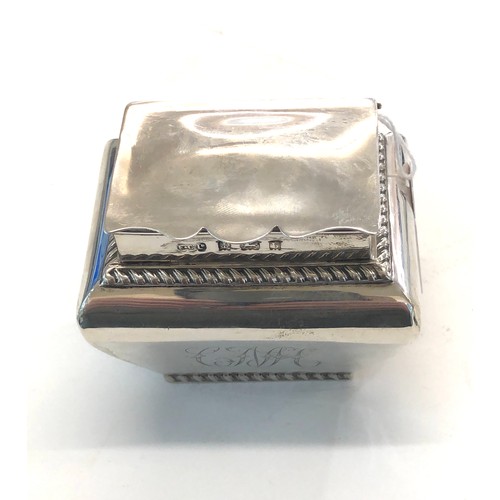 12 - Antique silver tea caddy Birmingham  silver hallmarks weight 115g engraved initials