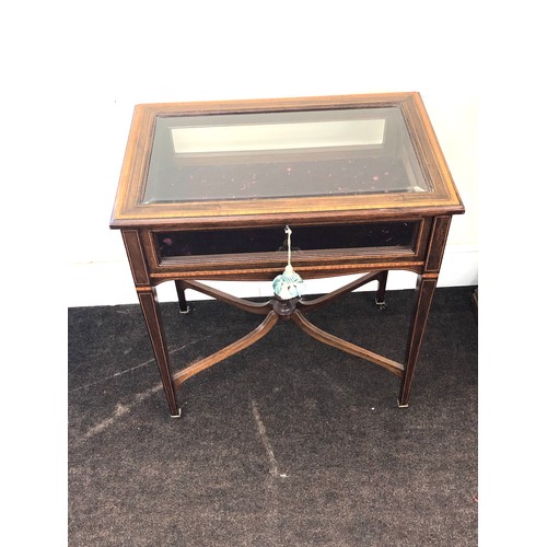 448 - Antique Edwardian inlaid showcase cabinet, measures approx