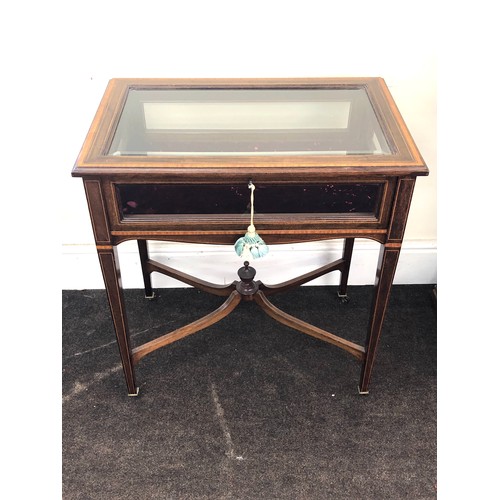 448 - Antique Edwardian inlaid showcase cabinet, measures approx