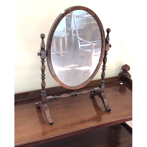 454 - Antique oak dressing table swing mirror