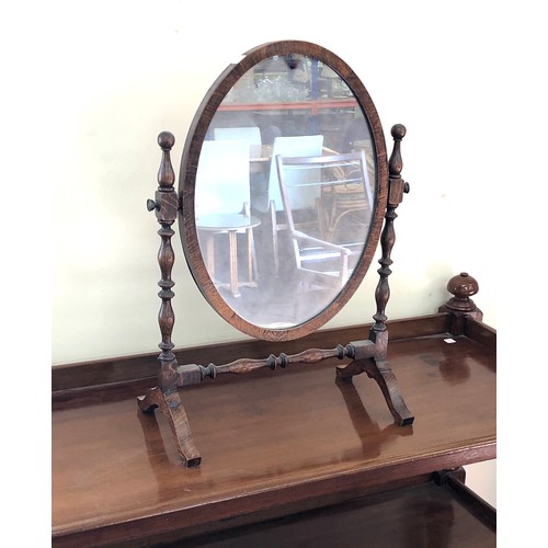 454 - Antique oak dressing table swing mirror