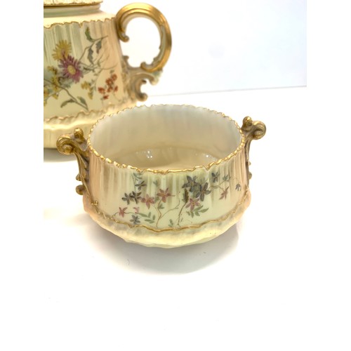 412 - Royal Worcester blush ivory tea pot sugar and milk  tea pot spout damaged at end please see images f... 