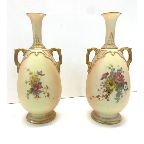 413 - 2 Royal Worcester blush ivory Vases one in good condition the other has small chip each measures app... 