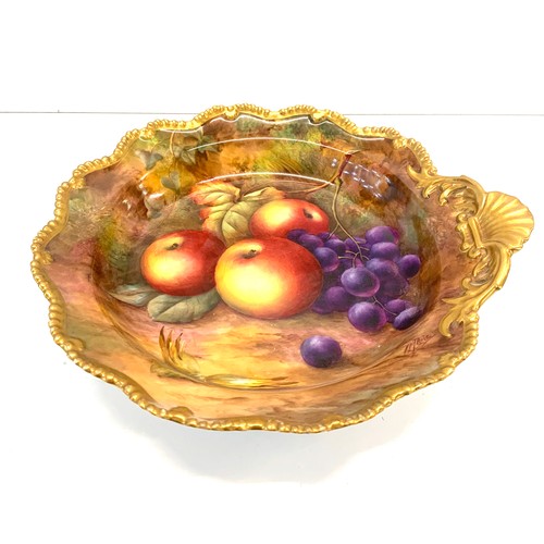 414 - Signed Royal Worcester fruit plate signed h.h price in  good condition  measures approx 25 cm tall