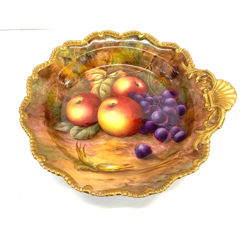 414 - Signed Royal Worcester fruit plate signed h.h price in  good condition  measures approx 25 cm tall