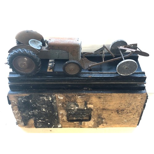 439 - Working model of a tractor  in original old case possibly a sales man sample measures approx 52cm lo... 