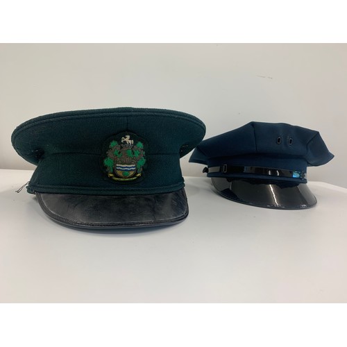 16 - 2 flat caps,possibly tramway and american police please see images for details  as found condition